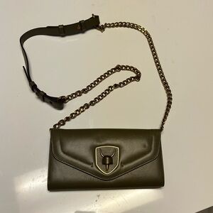 RUDSAK leather Crossbody Skull Wallet Purse Dark Green